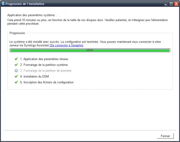 Installation via l'assistant Synology.