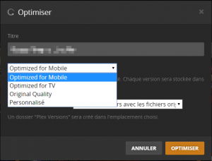 Optimiser une vidéo avec Plex